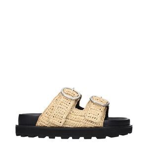 Jil Sander Beige Raffia Women's Slippers